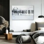 Cuadro Ritmos en Blanco y Negro en formato horizontal con colores Gris, Blanco y negro; Decorando pared de Habitación dormitorio