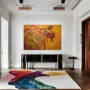Wall Art titled: Reflections of Bravery in a Horizontal format with: and Golden Colors; Decoration the Sideboard wall