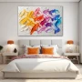 Wall Art titled: Slivers of Diversity in a Horizontal format with: Yellow, Blue, white, Pink, and Vivid Colors; Decoration the Bedroom wall