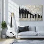 Wall Art titled: Sea of Melodies in a Horizontal format with: and Black and White Colors; Decoration the Above Couch wall