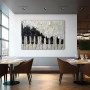 Wall Art titled: Sea of Melodies in a Horizontal format with: and Black and White Colors; Decoration the Restaurant wall