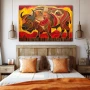 Wall Art titled: Taurine Chromatics in a Horizontal format with: Yellow, Orange, and Red Colors; Decoration the Bedroom wall