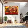 Wall Art titled: Taurine Chromatics in a Horizontal format with: Yellow, Orange, and Red Colors; Decoration the Living Room wall