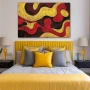 Wall Art titled: Waves of Passion in a Horizontal format with: Yellow, and Red Colors; Decoration the Bedroom wall