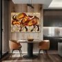 Cuadro Alma Indomable en formato horizontal con colores Amarillo, Rojo, Beige; Decorando pared de Cocina