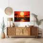 Wall Art titled: Portrait of African Wildlife in a Horizontal format with: Brown, Orange, and Red Colors; Decoration the Sideboard wall