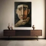 Wall Art titled: Introspective Reflection in a Vertical format with: and Brown Colors; Decoration the Sideboard wall