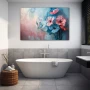 Wall Art titled: Wings of Serenity in a Horizontal format with: Sky blue, Pink, and Pastel Colors; Decoration the Bathroom wall