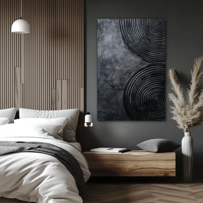 Wall Art titled: Spiral of Silence in a  format with: Black, and Monochromatic Colors; Decoration the Bedroom wall
