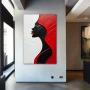 Cuadro Perfil de Pasiones en formato vertical con colores Blanco, Negro, Rojo; Decorando pared de Entrada y Recibidor
