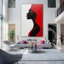 Wall Art titled: Profile of Passions in a Vertical format with: white, Black, and Red Colors; Decoration the Living Room wall