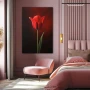 Wall Art titled: Crimson Silence in a Vertical format with: Red, and Green Colors; Decoration the Bedroom wall