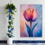 Wall Art titled: Floral Whisper in a Vertical format with: Sky blue, Pink, and Pastel Colors; Decoration the Bathroom wall