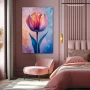 Wall Art titled: Floral Whisper in a Vertical format with: Sky blue, Pink, and Pastel Colors; Decoration the Bedroom wall