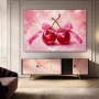 Wall Art titled: Ties of Fruity Ecstasy in a Horizontal format with: Pink, and Pastel Colors; Decoration the Sideboard wall