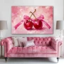 Wall Art titled: Ties of Fruity Ecstasy in a Horizontal format with: Pink, and Pastel Colors; Decoration the Above Couch wall