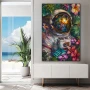 Wall Art titled: Searching for Life on Earth in a Vertical format with: Green, Violet, and Vivid Colors; Decoration the Sideboard wall