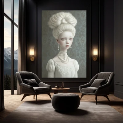 Wall Art titled: Pearl Reverie in a  format with: white, Grey, and Monochromatic Colors; Decoration the Black Walls wall
