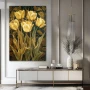 Wall Art titled: Reborn Beauty in a Vertical format with: Yellow, Golden, and Green Colors; Decoration the Sideboard wall