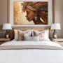 Wall Art titled: Kadiatu Abegunde in a Horizontal format with: Brown, Orange, and Beige Colors; Decoration the Bedroom wall