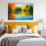 Wall Art titled: Autumn Mirrors in a Horizontal format with: Blue, and Green Colors; Decoration the Bedroom wall