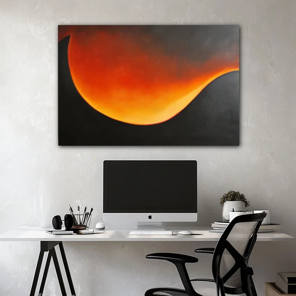 Wall Art titled: Twilight Ether in a Horizontal format with: Yellow, Orange, Black, and Red Colors; Decoration the Office wall