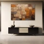 Wall Art titled: Sensus Abstractus in a Horizontal format with: Brown, and Beige Colors; Decoration the Sideboard wall