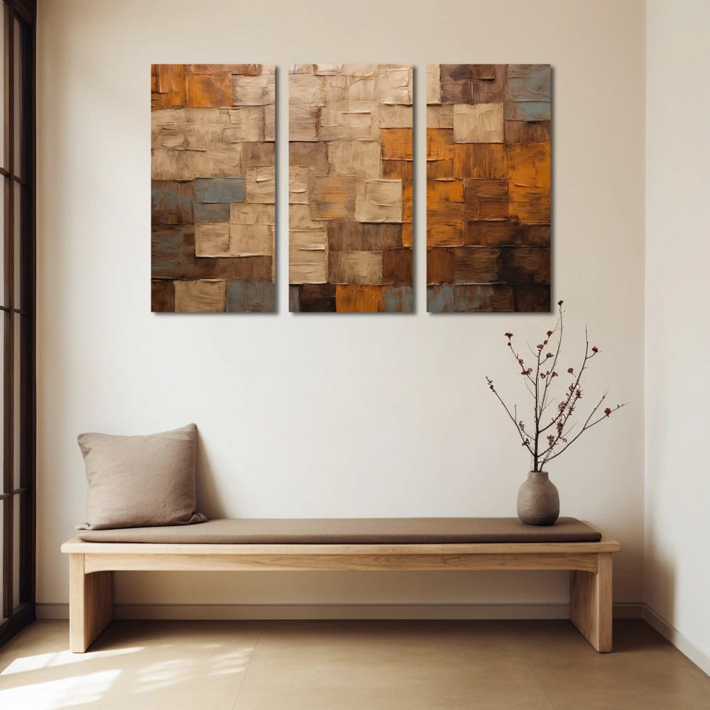 Wall Art titled: Sensus Abstractus in a Horizontal format with: Brown, and Beige Colors; Decoration the Beige Wall wall
