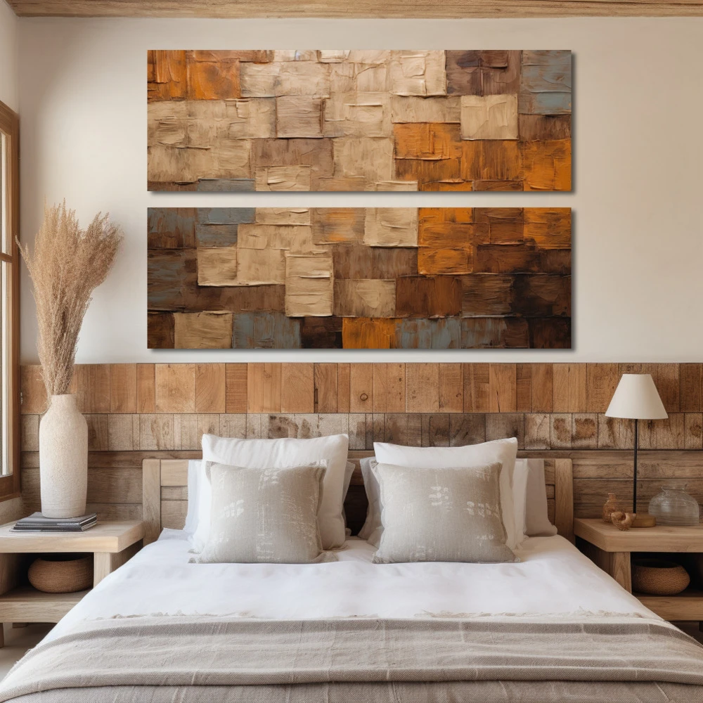 Wall Art titled: Sensus Abstractus in a Horizontal format with: Brown, and Beige Colors; Decoration the Bedroom wall
