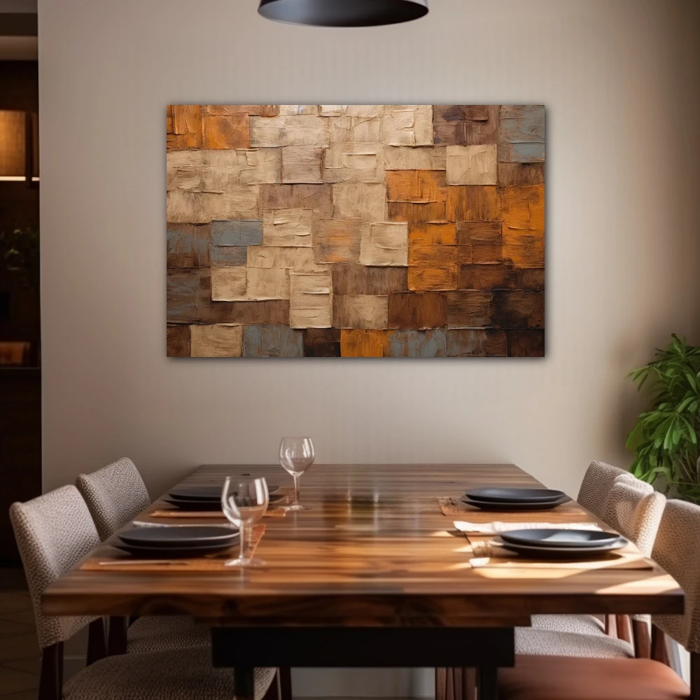 Wall Art titled: Sensus Abstractus in a Horizontal format with: Brown, and Beige Colors; Decoration the Living Room wall
