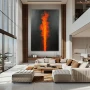 Wall Art titled: Apex of Passion in a Vertical format with: Orange, Black, and Red Colors; Decoration the Living Room wall