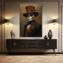 Wall Art titled: Knight of Mictlán in a Vertical format with: and Brown Colors; Decoration the Sideboard wall