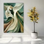 Wall Art titled: Whispers of Silk in a Vertical format with: Green, and Beige Colors; Decoration the Bathroom wall