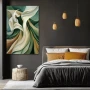 Wall Art titled: Whispers of Silk in a Vertical format with: Green, and Beige Colors; Decoration the Bedroom wall