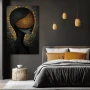 Wall Art titled: Encounter in the Shadow in a Vertical format with: Grey, Orange, and Black Colors; Decoration the Bedroom wall