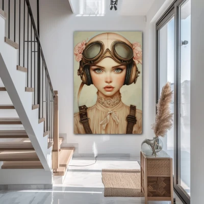 Wall Art titled: Whispers of the Sky in a  format with: Pink, Beige, and Pastel Colors; Decoration the Staircase wall