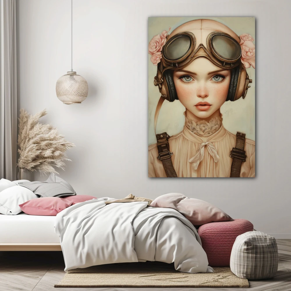 Wall Art titled: Whispers of the Sky in a Vertical format with: Pink, Beige, and Pastel Colors; Decoration the Bedroom wall