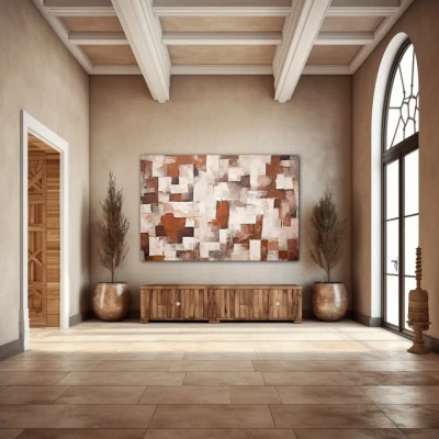 Wall Art titled: Pulchritudo in Abstractione in a  format with: white, and Brown Colors; Decoration the Entryway wall