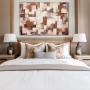 Wall Art titled: Pulchritudo in Abstractione in a Horizontal format with: white, and Brown Colors; Decoration the Bedroom wall