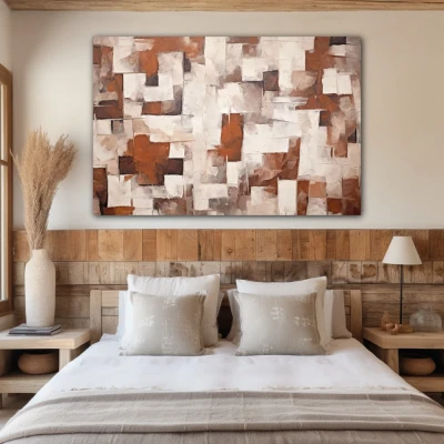 Wall Art titled: Pulchritudo in Abstractione in a  format with: white, and Brown Colors; Decoration the Bedroom wall
