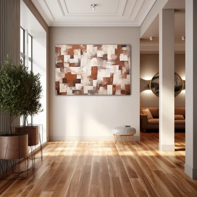 Wall Art titled: Pulchritudo in Abstractione in a  format with: white, and Brown Colors; Decoration the Hallway wall