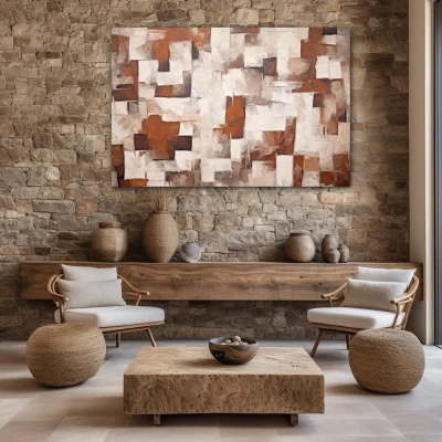 Wall Art titled: Pulchritudo in Abstractione in a  format with: white, and Brown Colors; Decoration the Stone Walls wall