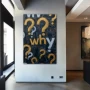 Wall Art titled: Critical Thinking in a Vertical format with: Golden, and Grey Colors; Decoration the Entryway wall