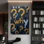 Wall Art titled: Critical Thinking in a Vertical format with: Golden, and Grey Colors; Decoration the Office wall