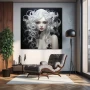Wall Art titled: Eleanora Nightshade in a Square format with: white, Black, and Black and White Colors; Decoration the Living Room wall