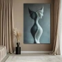 Wall Art titled: Duality of the Soul in a Vertical format with: Blue, white, and Grey Colors; Decoration the Bedroom wall