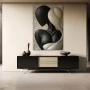 Wall Art titled: Between Shadows and Lights in a Vertical format with: Black, and Beige Colors; Decoration the Sideboard wall