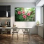 Wall Art titled: Wild Heart in a Horizontal format with: Pink, and Green Colors; Decoration the Kitchen wall