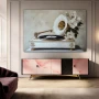 Wall Art titled: The Echo of the Past in a Horizontal format with: white, and Pastel Colors; Decoration the Sideboard wall