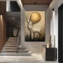 Wall Art titled: Golden Roots in a Vertical format with: and Golden Colors; Decoration the Staircase wall